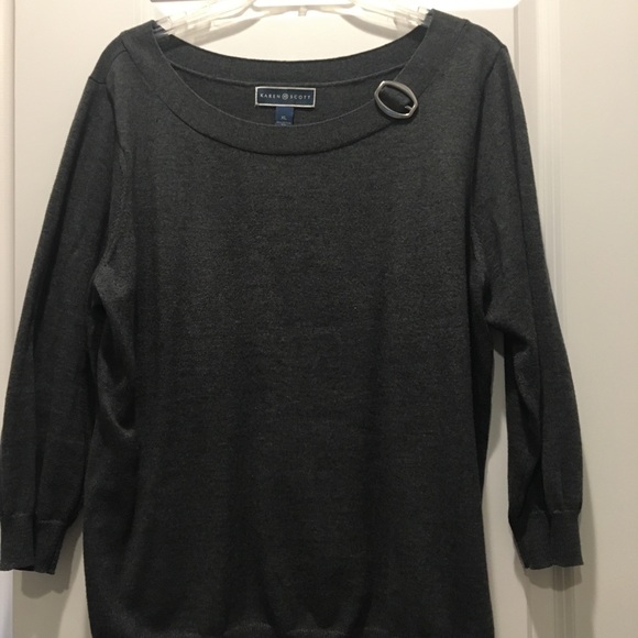 Ladies XL Karen Scott grey sweater - Picture 1 of 4